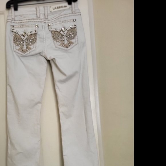 NWT LA Idol USA White Bootcut Embellished Jeans size 5 - Picture 2 of 6